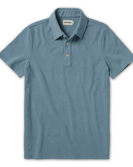 flatlay of The Heavy Bag Polo in Ocean, Knits by Taylor Stitch