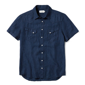 The Short Sleeve Western in Indigo Linen - featured image