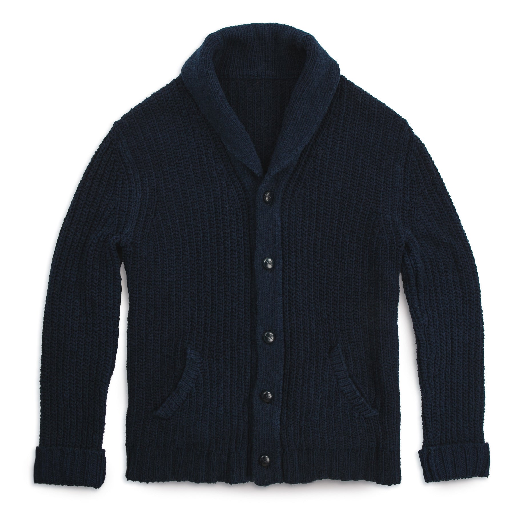 The Shawl Cardigan in Indigo Dipped Cotton: Featured Image, Knits by Taylor Stitch