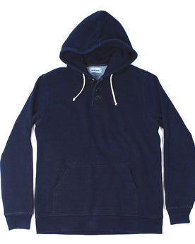 Indigo 3 Button Hooded Sweatshirt: Featured Image, Knits by Taylor Stitch