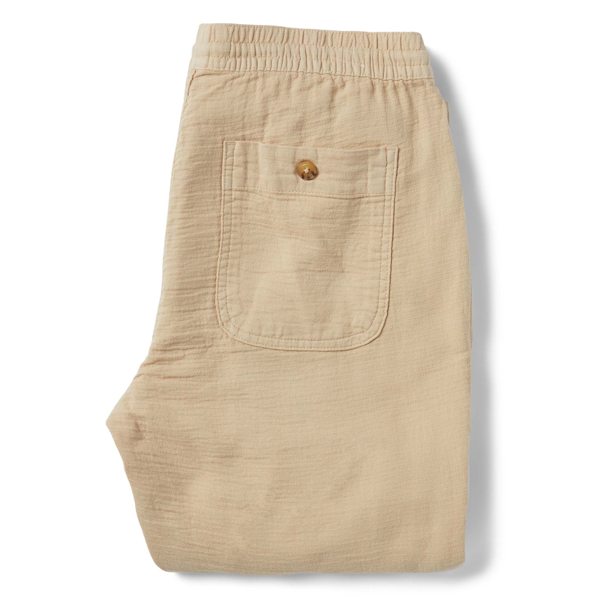 material shot of the back of The Apres Pant in Khaki Double Cloth, Bottoms by Taylor Stitch