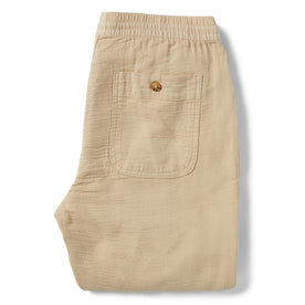 material shot of the back of The Apres Pant in Khaki Double Cloth