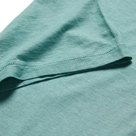 material shot of the sleeve on The Cotton Hemp Tee in Teal