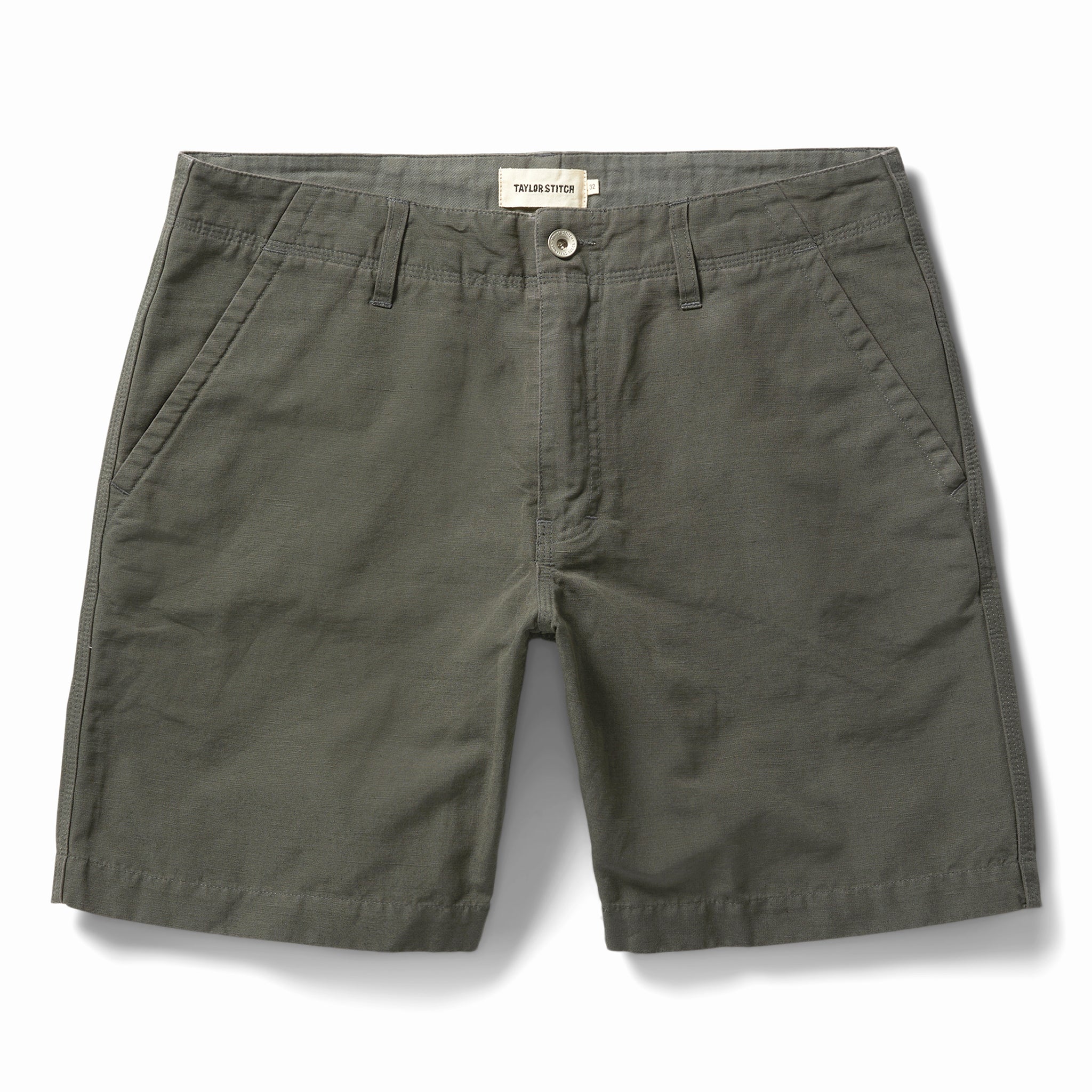 flatlay of The Morse Short in Dark Slate Linen, Shorts by Taylor Stitch