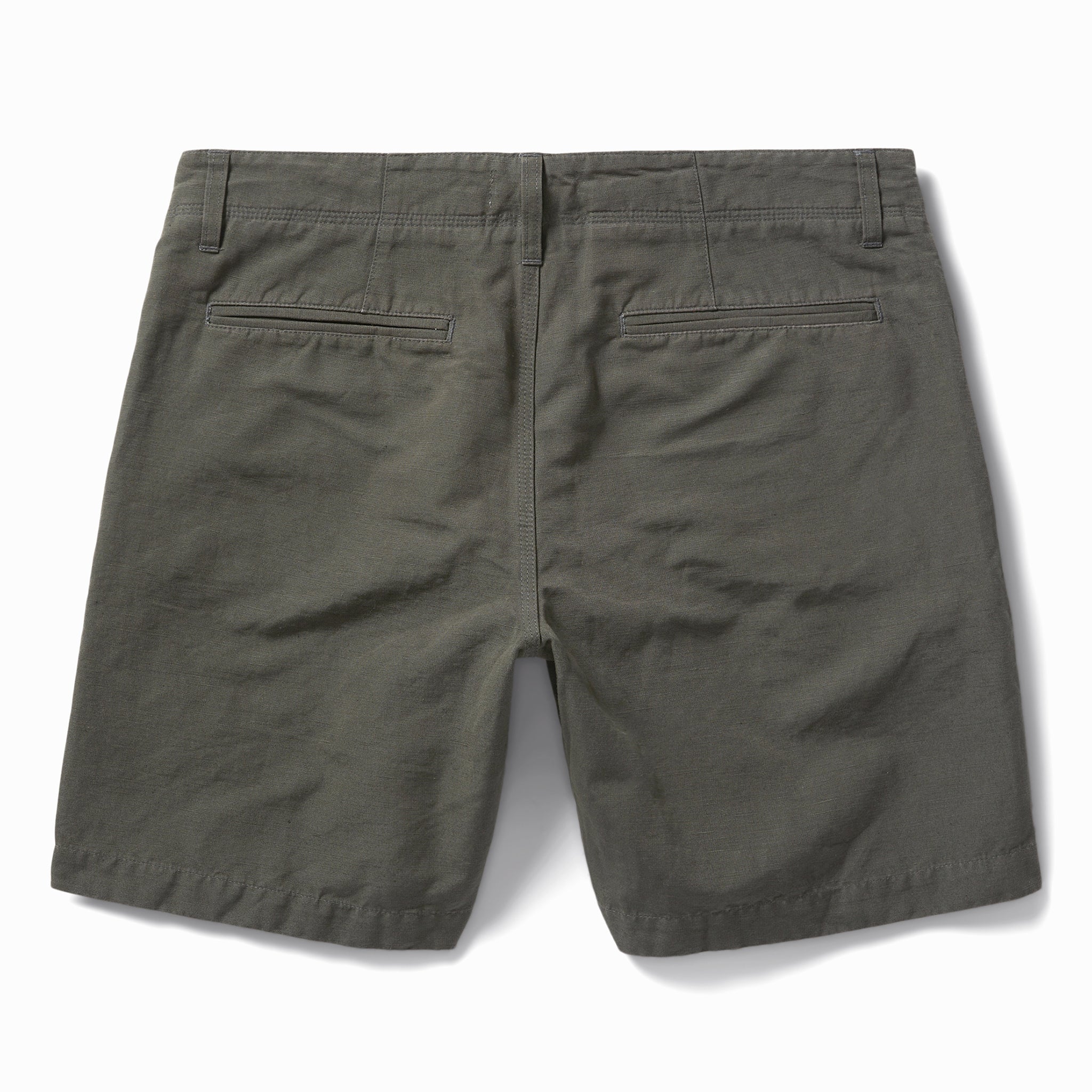 flatlay of The Morse Short in Dark Slate Linen, shown from the back, Shorts by Taylor Stitch