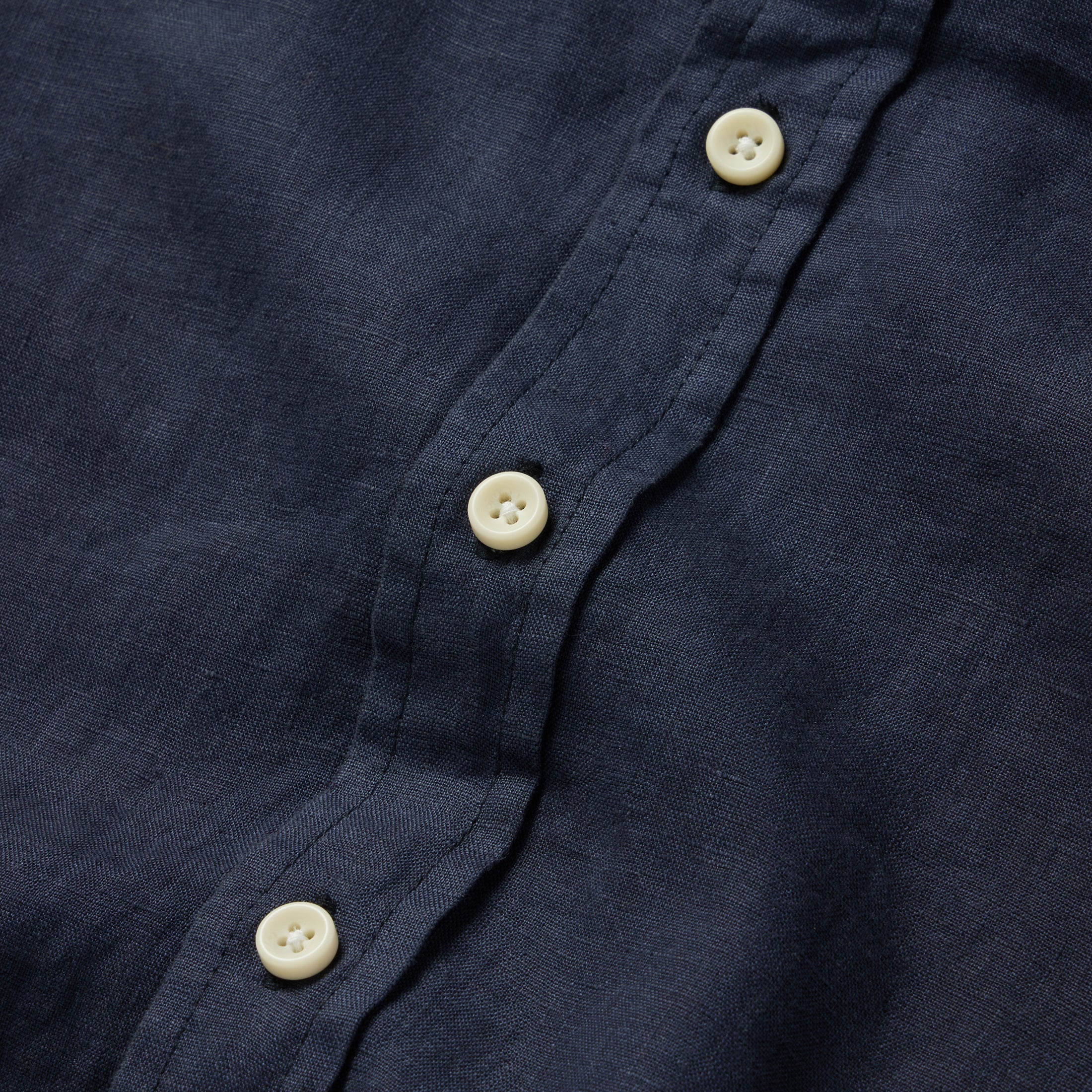 material shot of the buttons on The Jack in Navy Linen, Wovens by Taylor Stitch