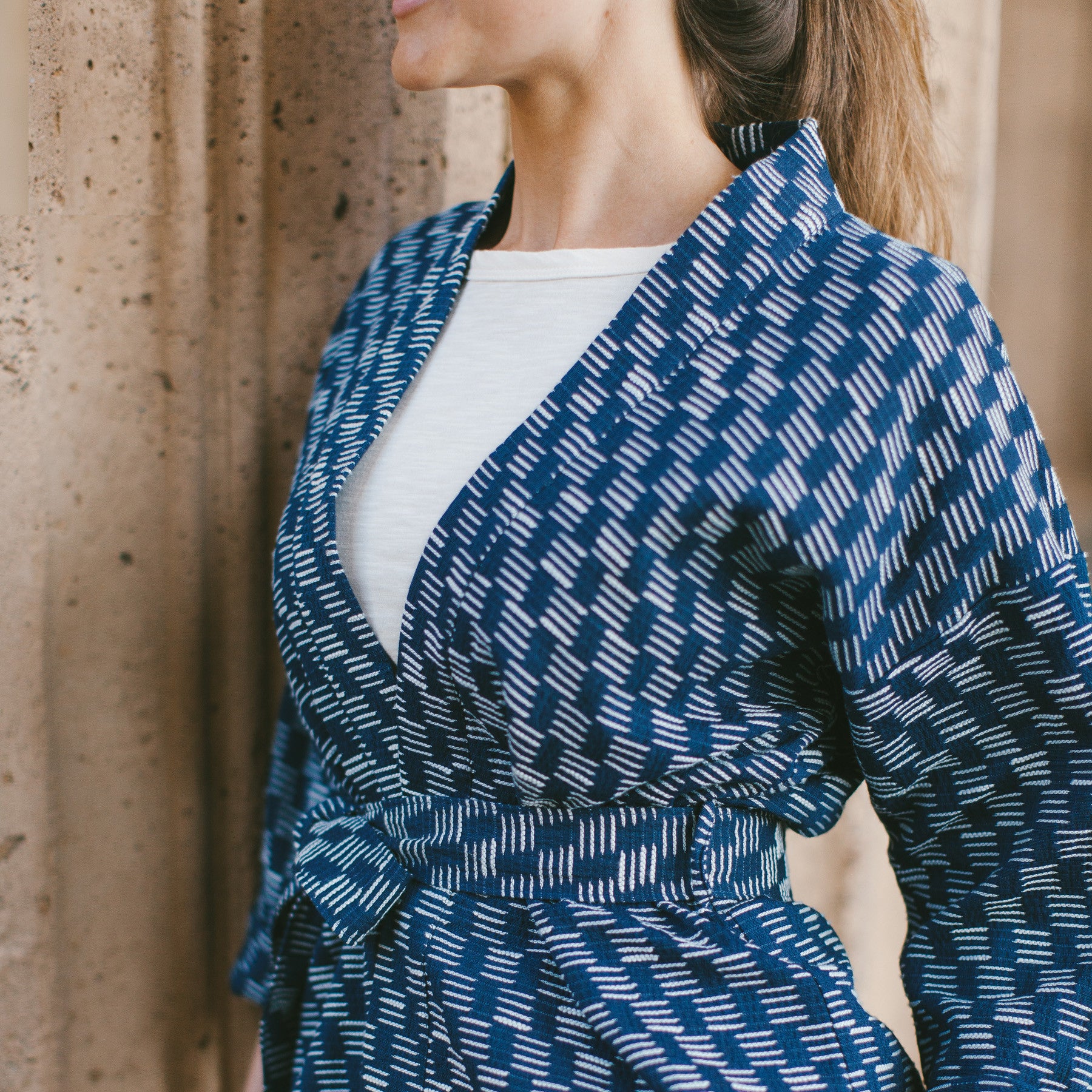 The Kimono in Indigo Dyed Jacquard: Alternate Image 4, Outerwear by Taylor Stitch