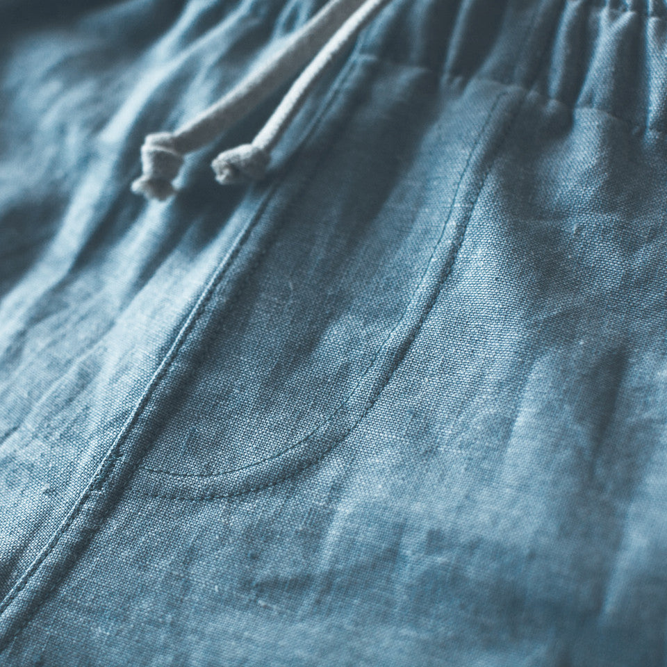 Sun Bleached Indigo Linen and Cotton Leisure Shorts: Alternate Image 5, Pants by Taylor Stitch