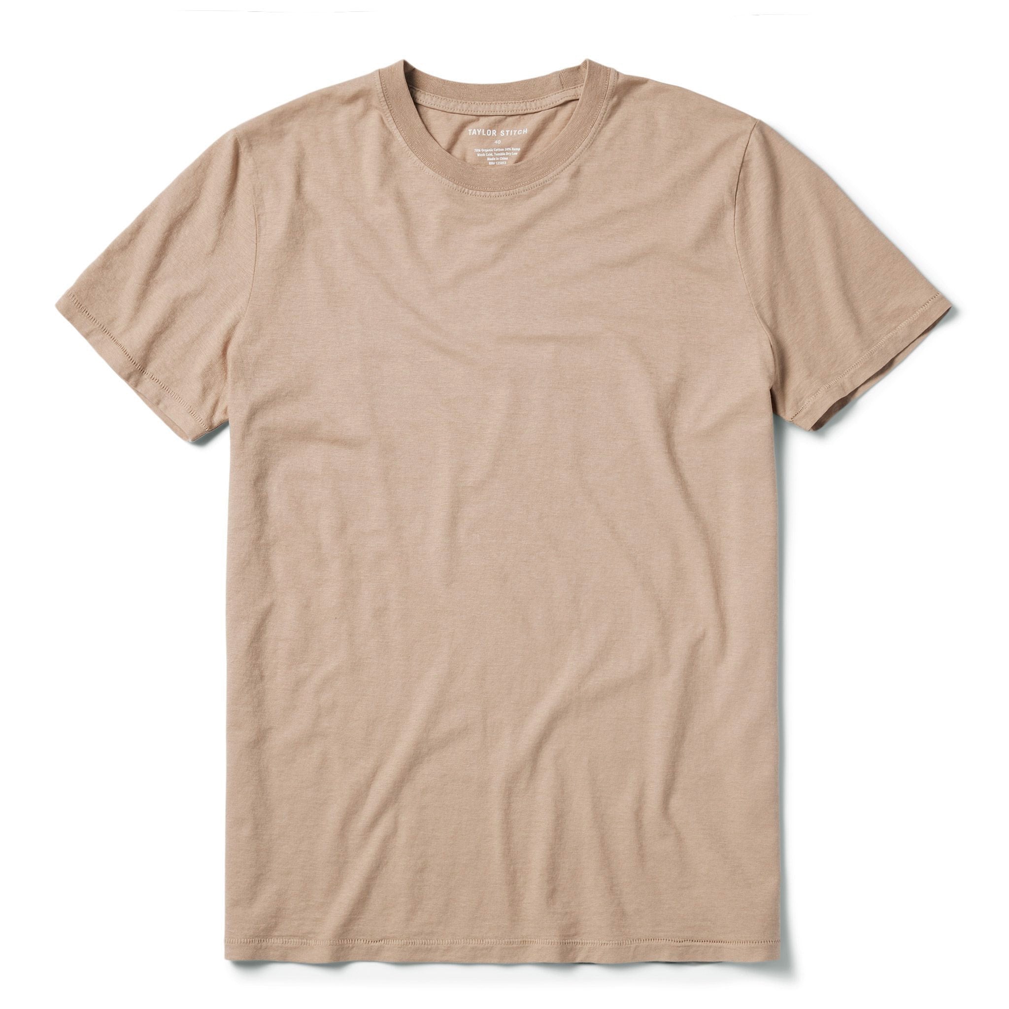 flatlay of The Cotton Hemp Tee in Khaki, Knits by Taylor Stitch
