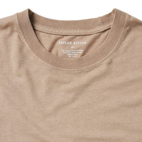 material shot of the collar of The Cotton Hemp Tee in Khaki