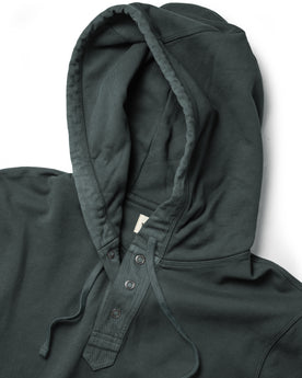 material shot of the hood of The Fillmore Snap Hoodie in Deep Sea Terry, Knits by Taylor Stitch