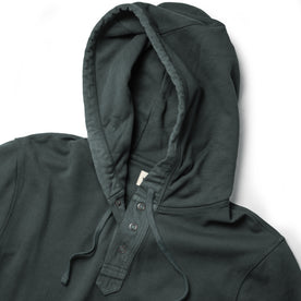 material shot of the hood of The Fillmore Snap Hoodie in Deep Sea Terry