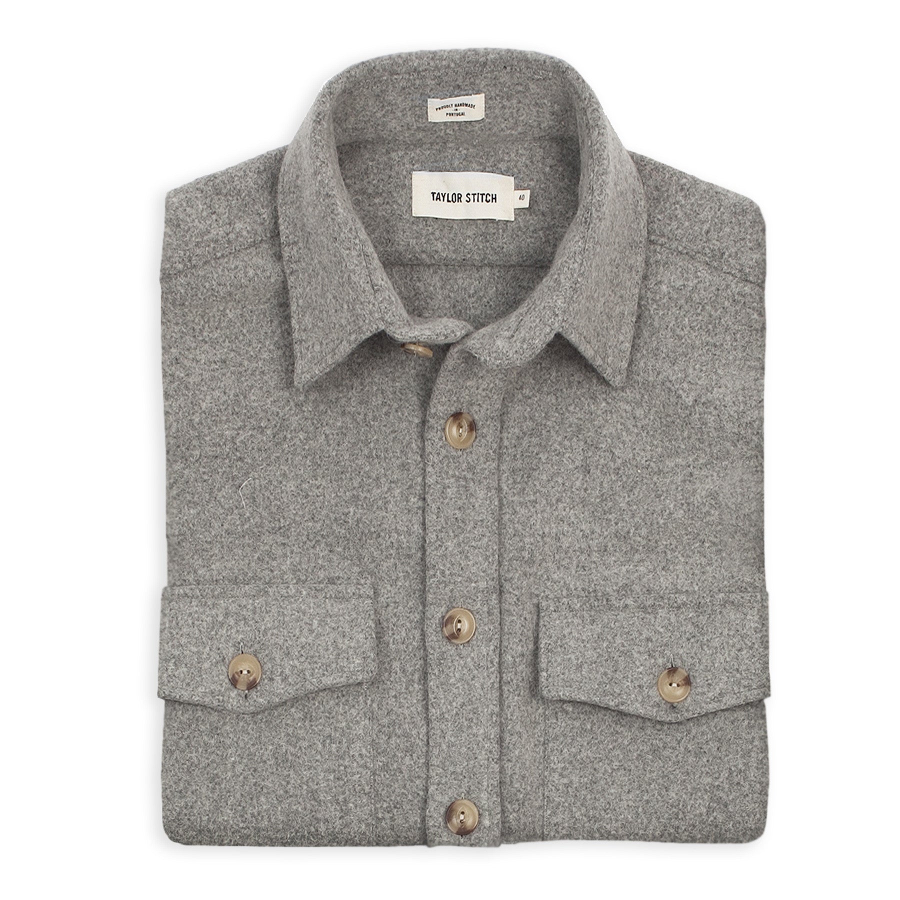 The Maritime Shirt Jacket in Ash Melton Wool: Featured Image, Outerwear by Taylor Stitch