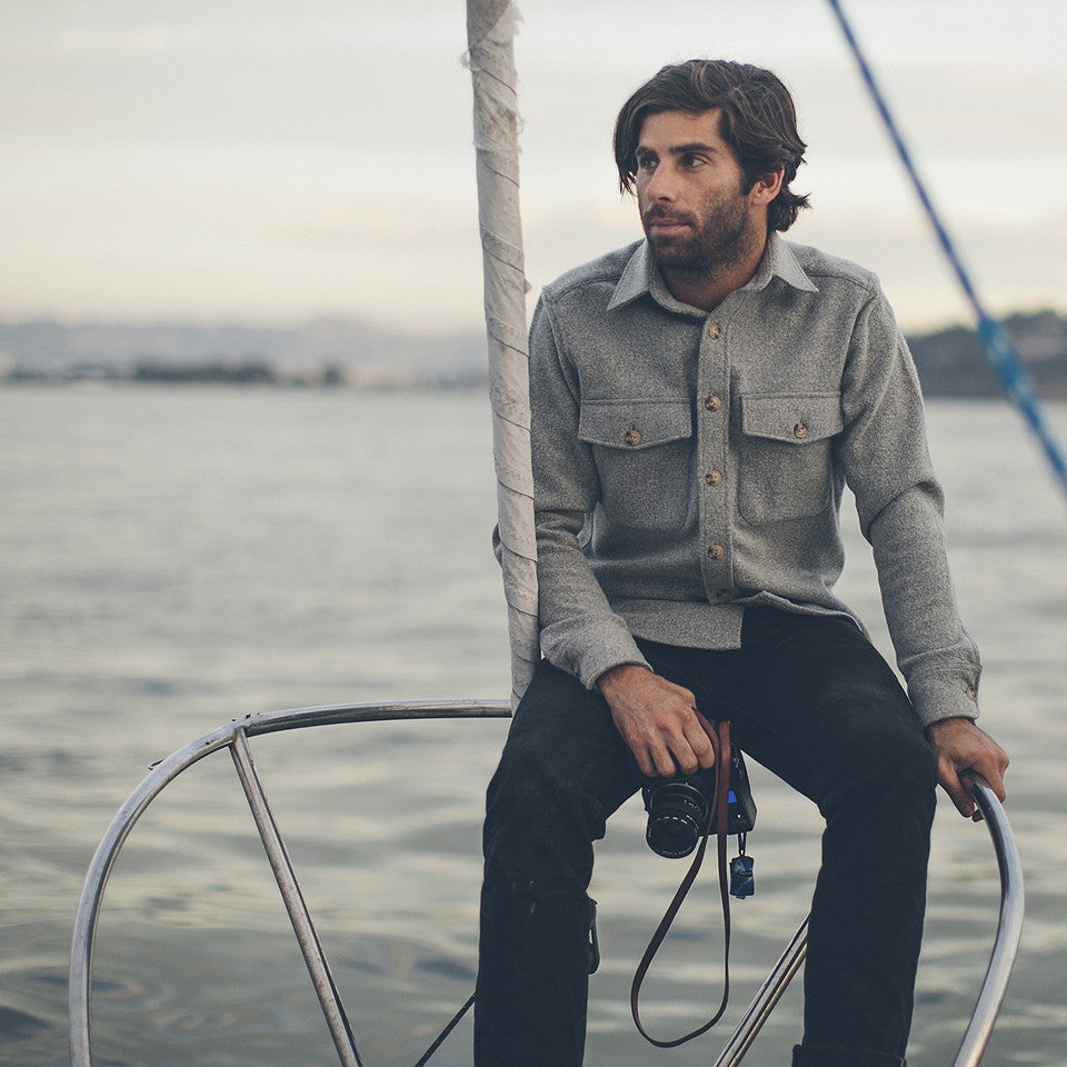 The Maritime Shirt Jacket in Ash Melton Wool: Alternate Image 1, Outerwear by Taylor Stitch