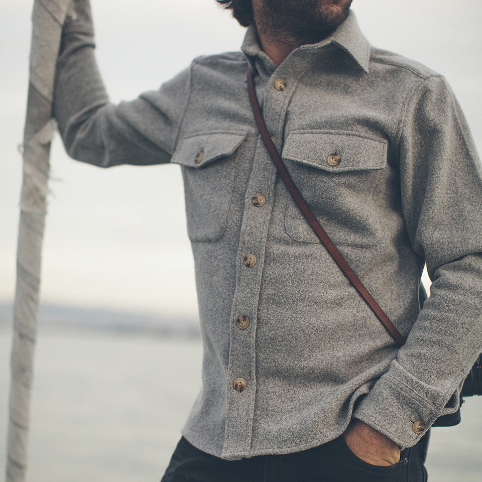 The Maritime Shirt Jacket in Ash Melton Wool: Alternate Image 3, Outerwear by Taylor Stitch