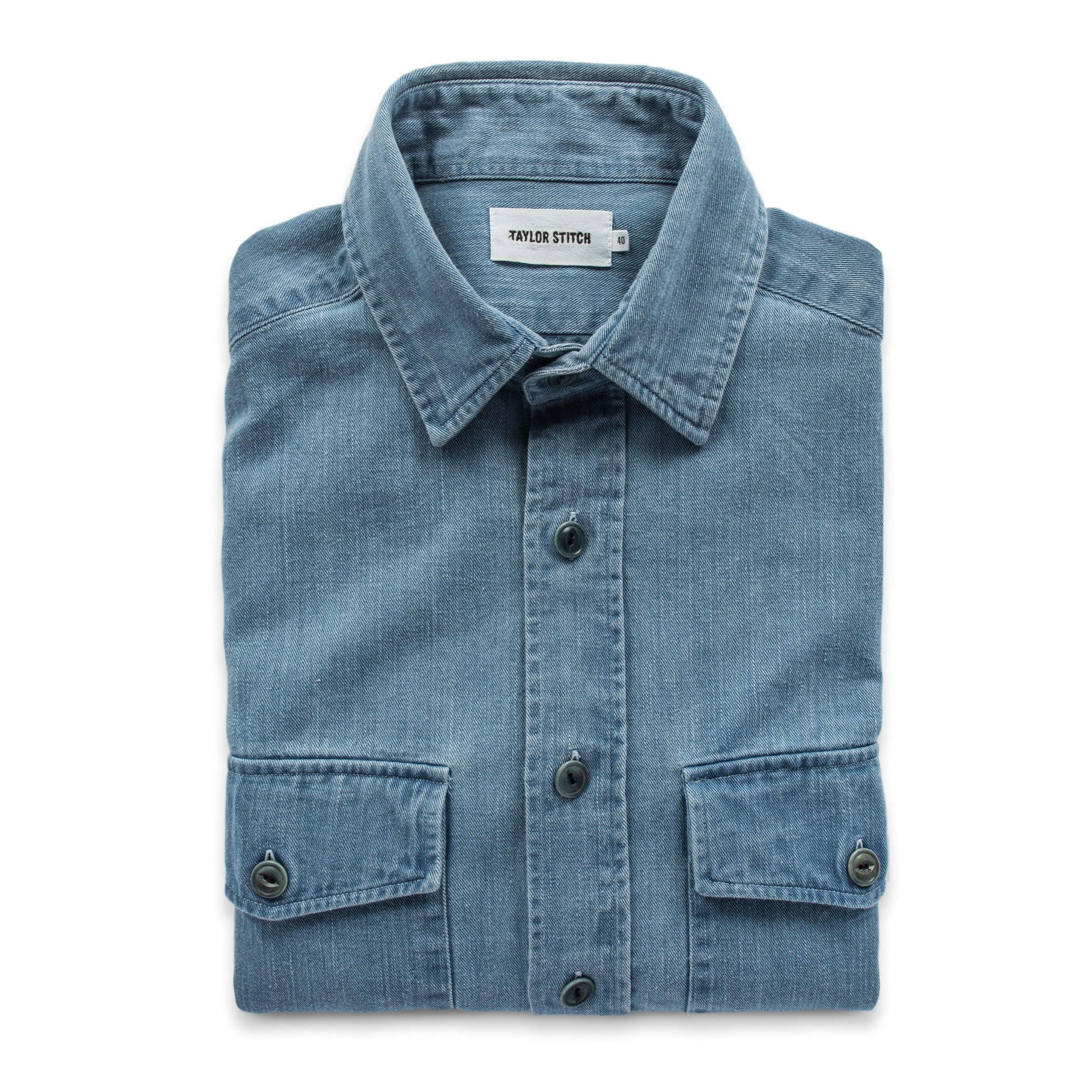 The Maritime Shirt Jacket in Sun Bleached Indigo: Featured Image, Outerwear by Taylor Stitch