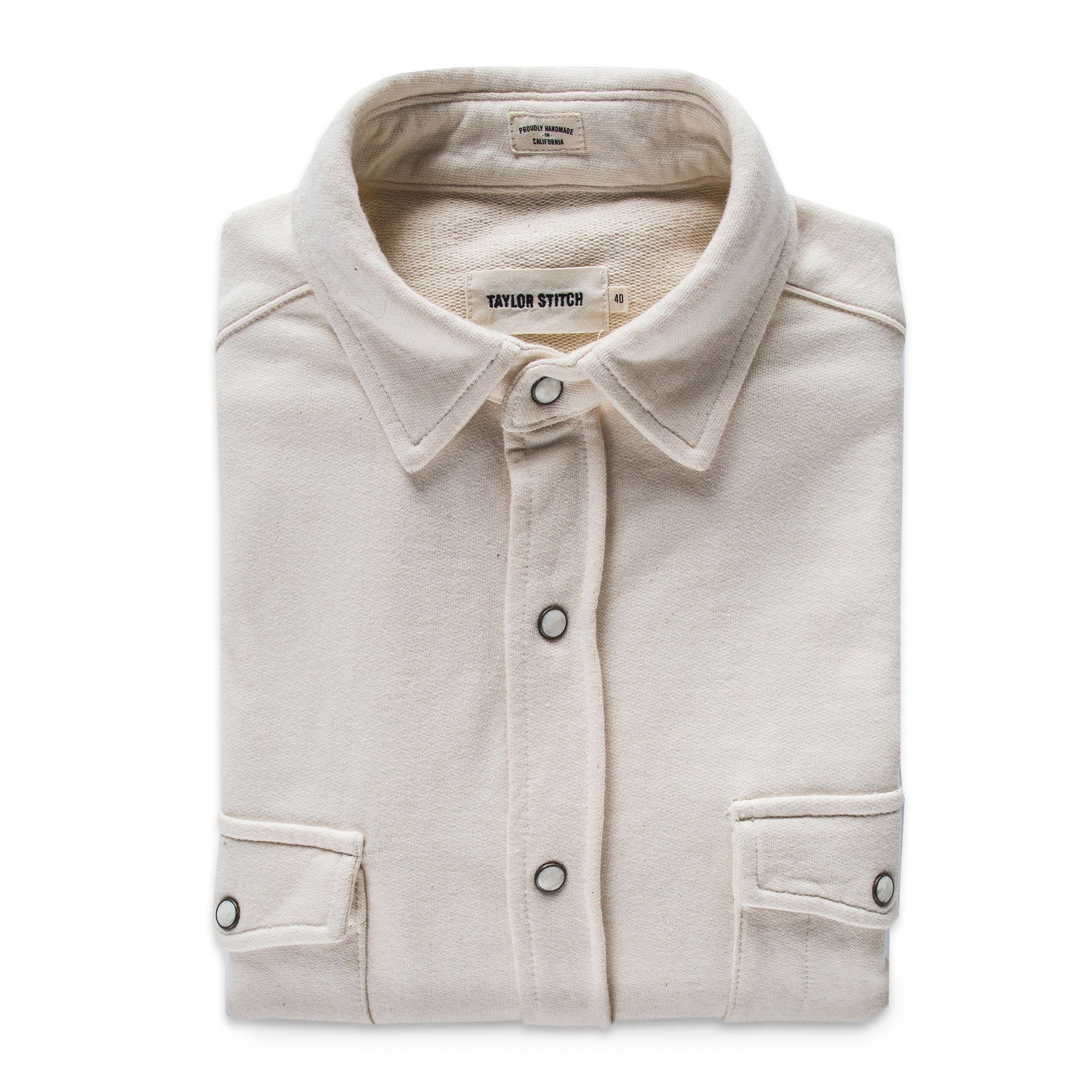 The Glacier Shirt in Natural French Terry: Featured Image, Wovens by Taylor Stitch