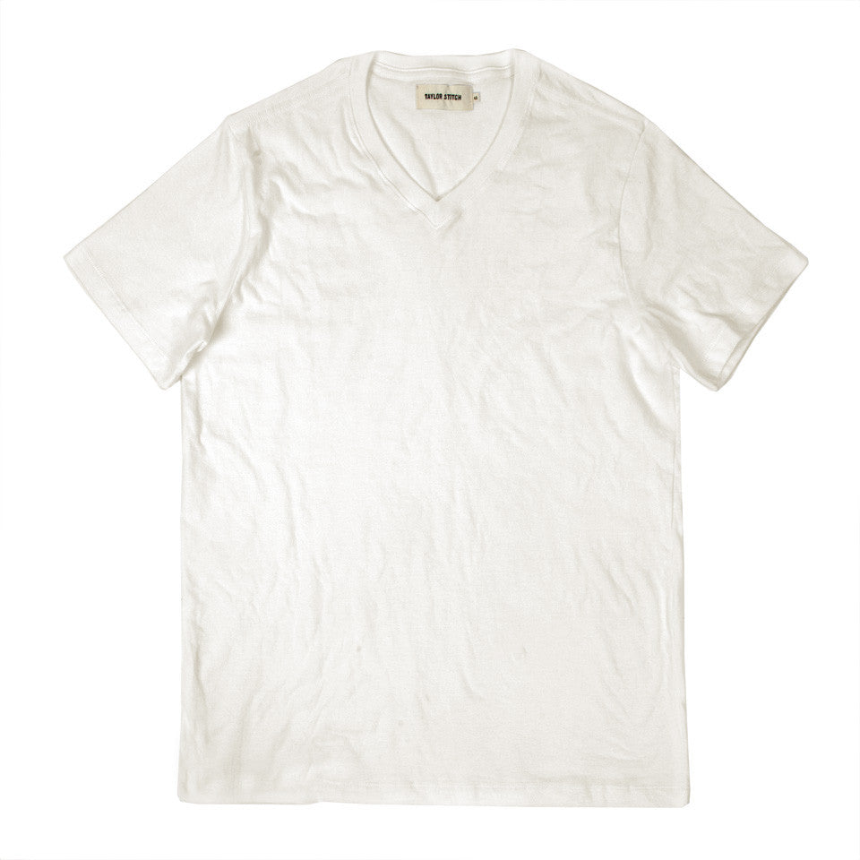 The V-Neck Tee in Natural: Featured Image, Knits by Taylor Stitch