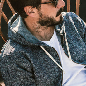 The fit model wearing his Apres hoodie relaxing in San Francisco 
