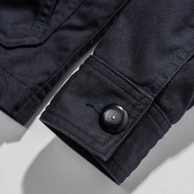 material shot of the cuffs on The Ojai Jacket in Indigo
