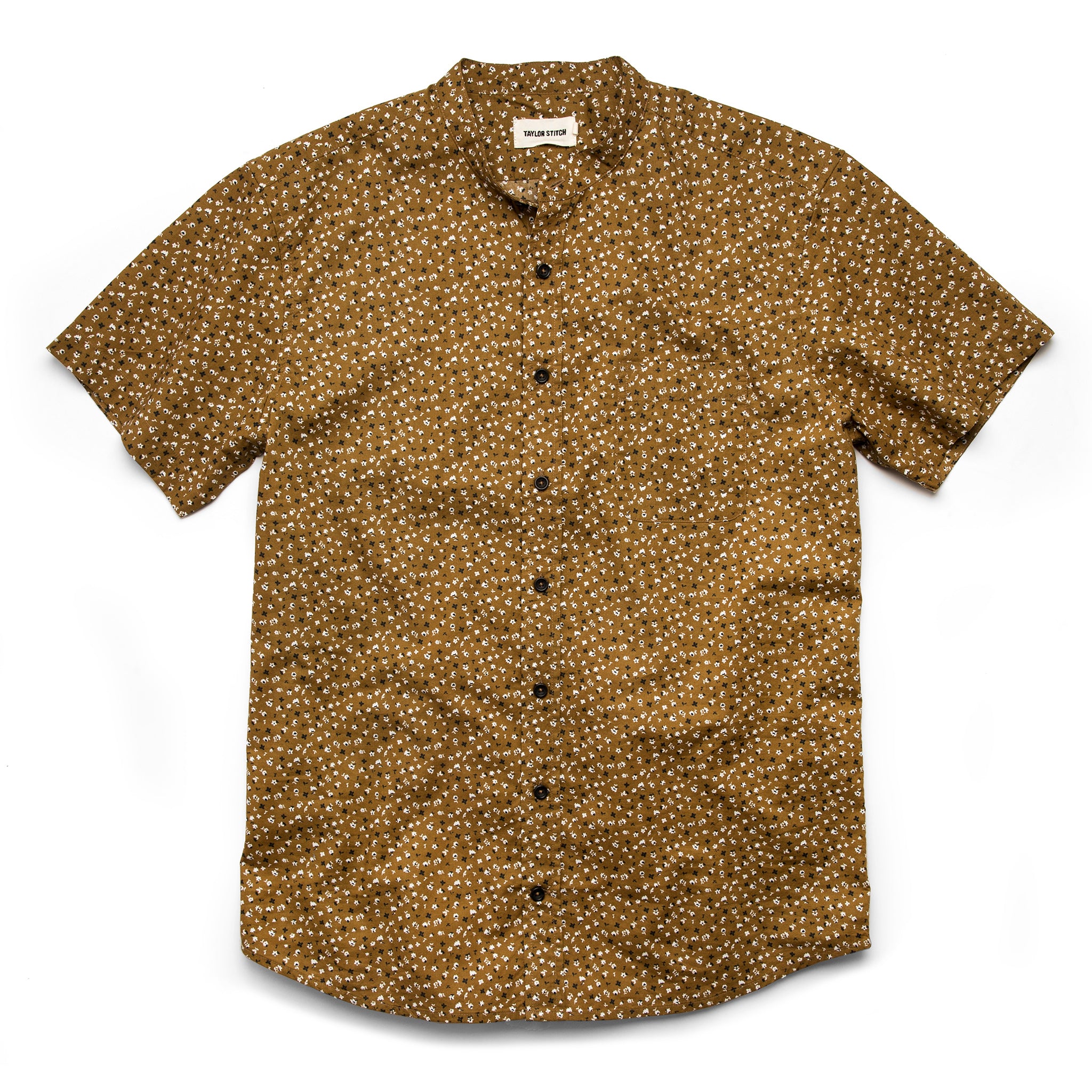 The Short Sleeve Bandit in Fatigue Brown Mini Floral: Featured Image, Wovens by Taylor Stitch