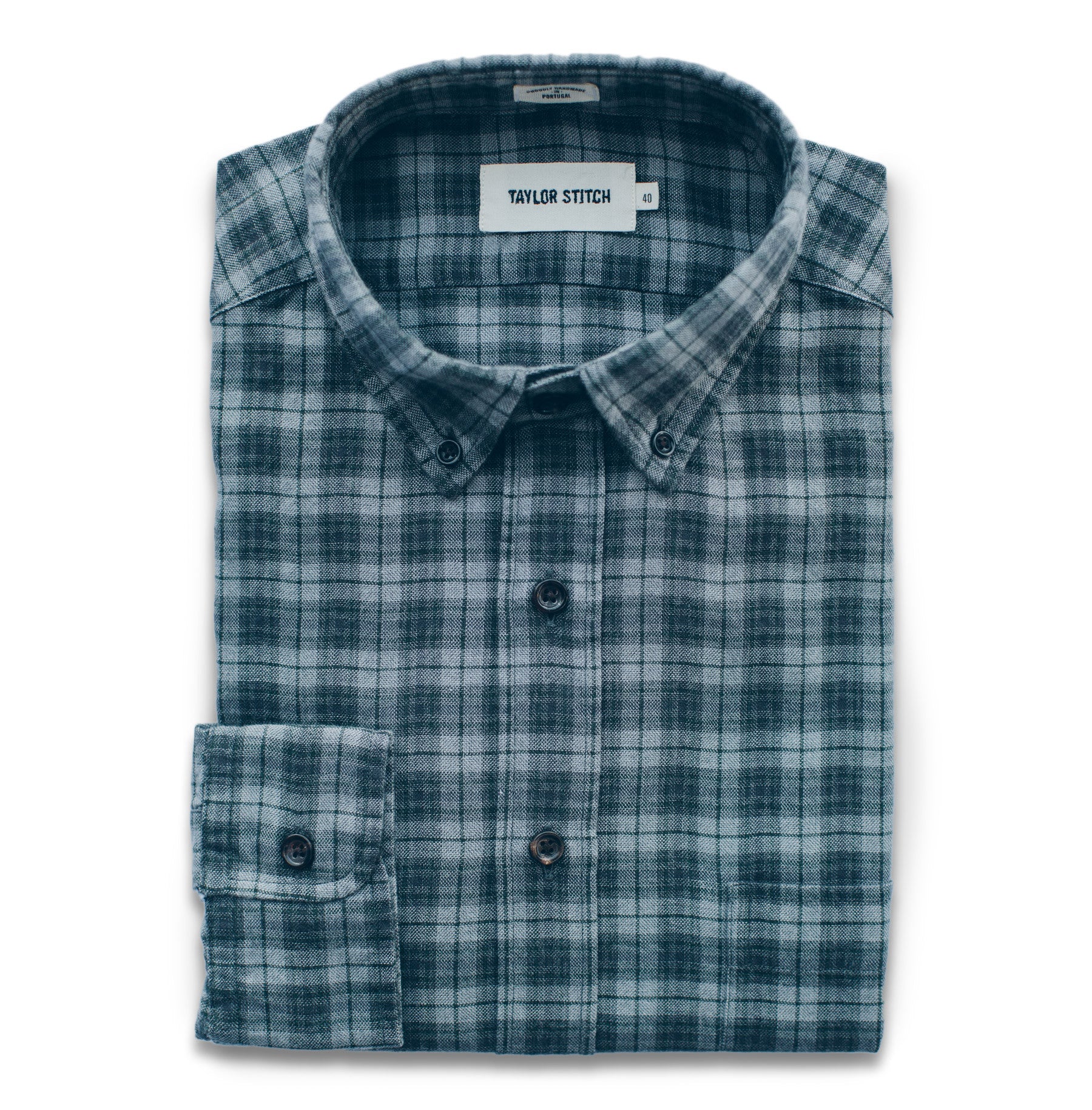 The Jack in Grey & Hunter Green Plaid: Featured Image, Wovens by Taylor Stitch