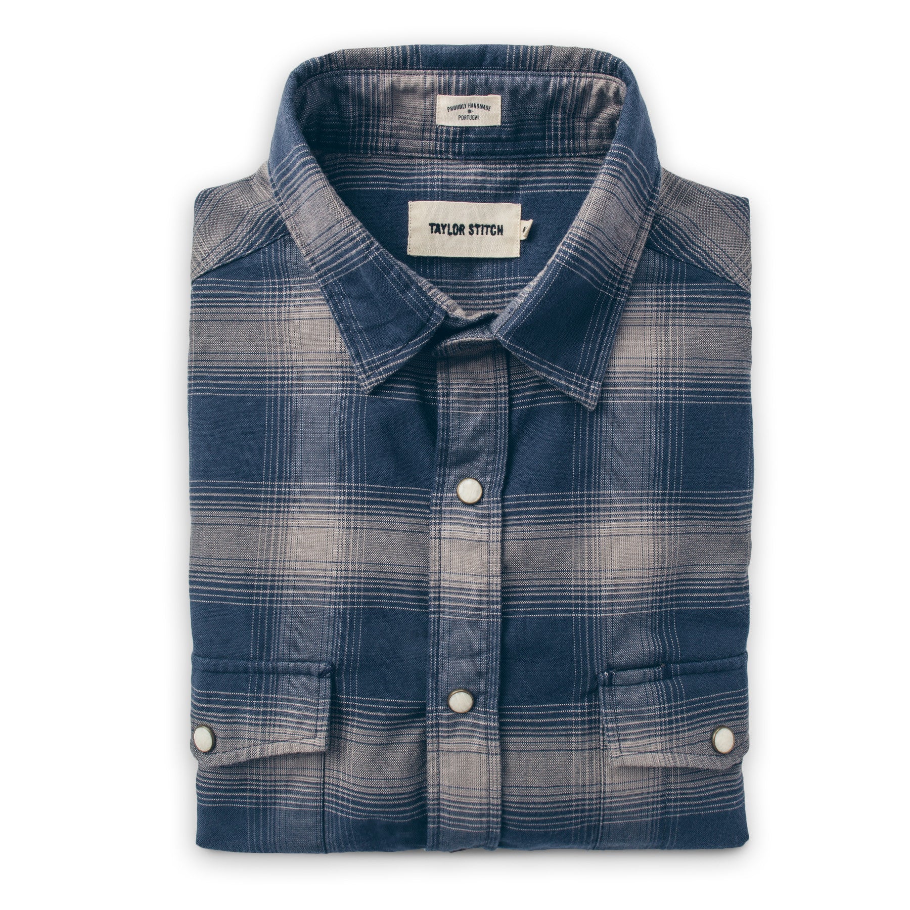 The Glacier Shirt in Navy & Grey Shadow Plaid: Featured Image, Wovens by Taylor Stitch