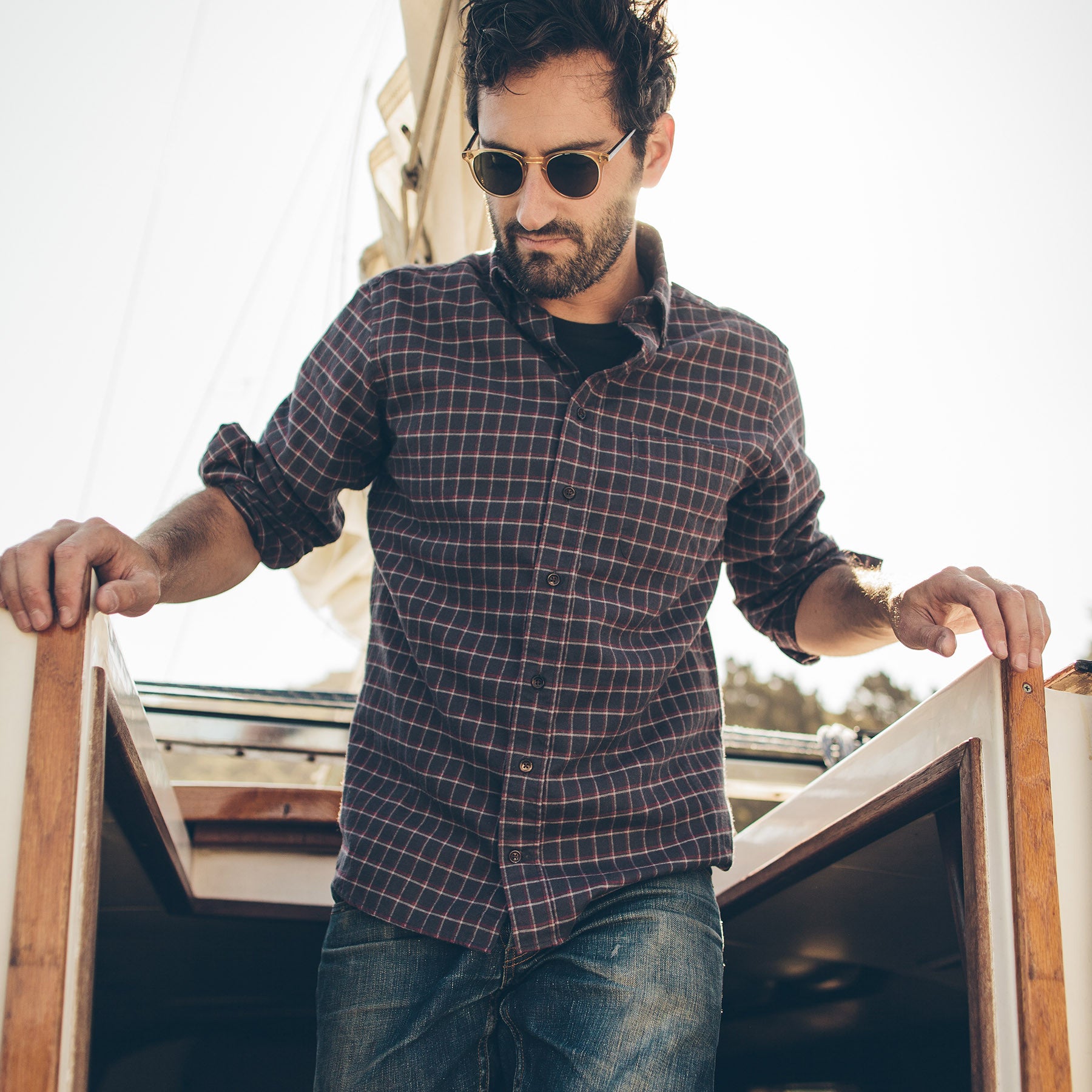 The Jack in Brushed Taupe Plaid Flannel: Alternate Image 1, Wovens by Taylor Stitch