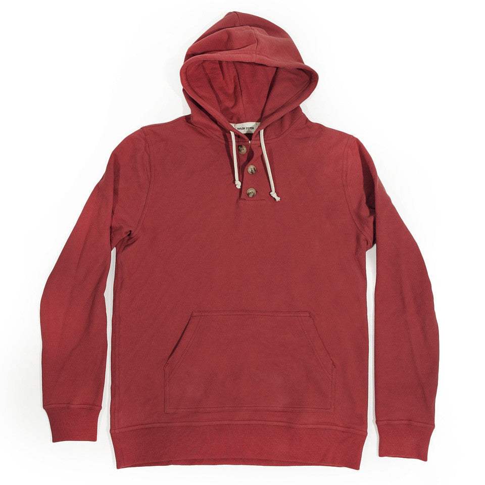 The Dusty Red 3 Button Hooded Sweatshirt: Featured Image, Knits by Taylor Stitch