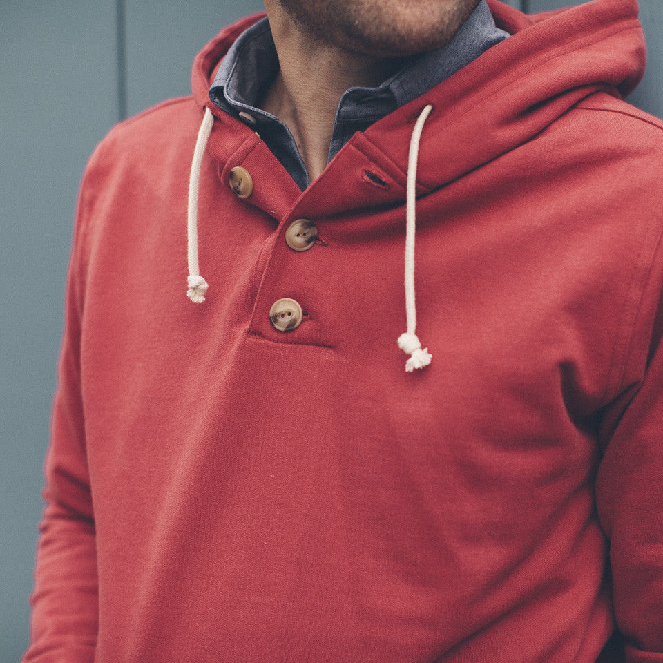 The Dusty Red 3 Button Hooded Sweatshirt: Alternate Image 3, Knits by Taylor Stitch