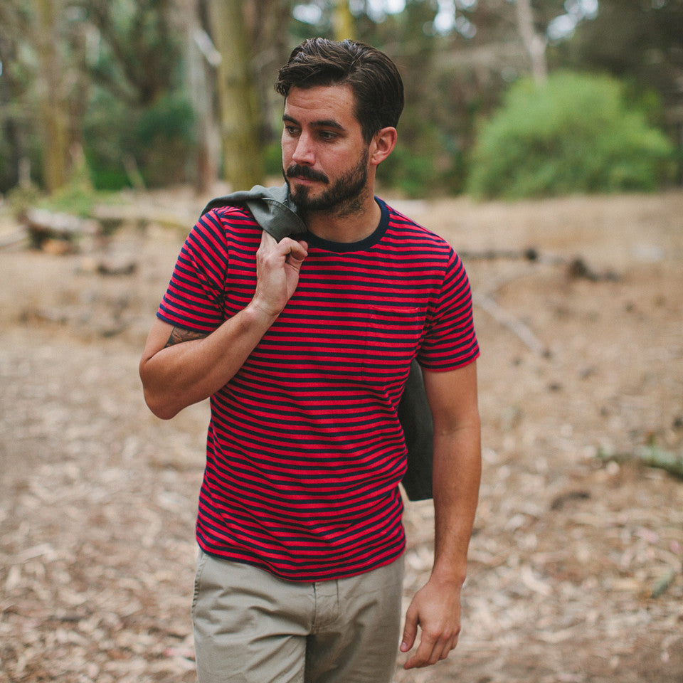 The Sequoia Stripe Tee in Navy & Red: Alternate Image 1, Knits by Taylor Stitch