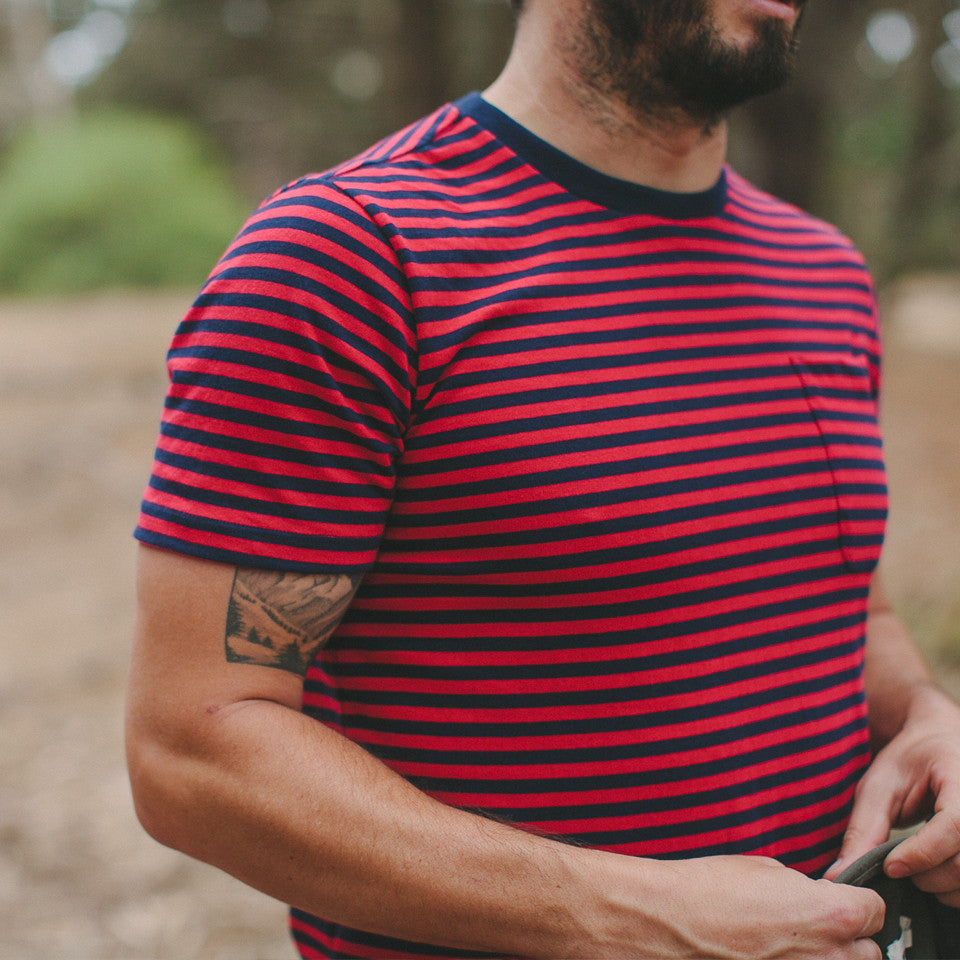 The Sequoia Stripe Tee in Navy & Red: Alternate Image 3, Knits by Taylor Stitch