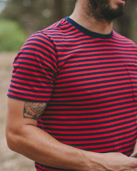 The Sequoia Stripe Tee in Navy & Red, Knits by Taylor Stitch