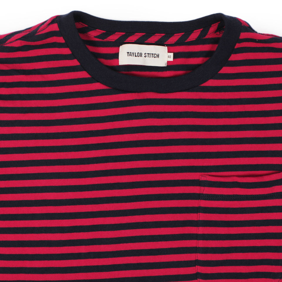 The Sequoia Stripe Tee in Navy & Red: Alternate Image 2, Knits by Taylor Stitch