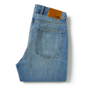 flatlay of The Slim Jean in Patch Wash Selvage, folded from the back