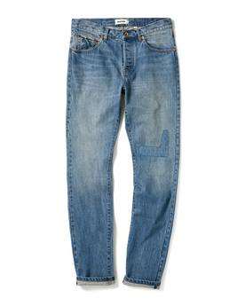 flatlay of The Slim Jean in Patch Wash Selvage, Bottoms by Taylor Stitch