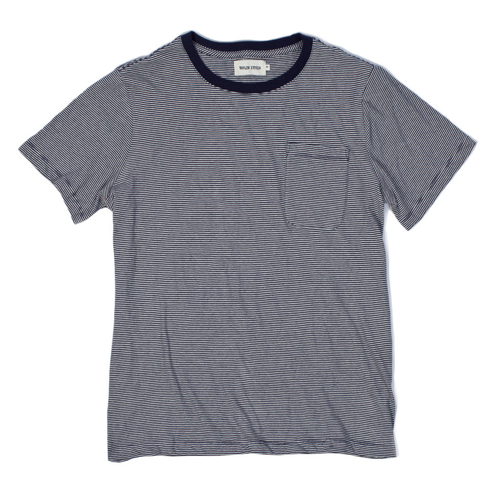 The Crewneck Pocket Tee in Sausalito Stripe: Featured Image, Knits by Taylor Stitch