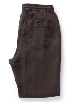 flatlay of The Apres Pant in Shadow Hemp, shown folded from the back, Bottoms by Taylor Stitch