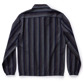 flatlay of The Clark Jacket in Indigo Stripe, from the back