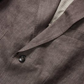 material shot of the front button on The Sheffield Sport Coat in Cocoa Linen