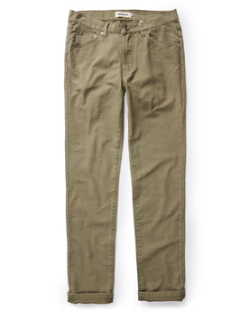 flatlay of The Slim All Day Pant in Arid Eucalyptus Canvas, shown in full, Bottoms by Taylor Stitch