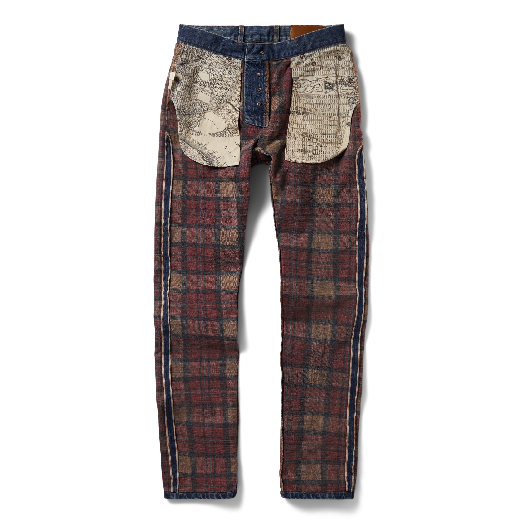 flatlay of the interior of The Slim Brushed Back Jean in Sawyer Wash Organic Selvage, Bottoms by Taylor Stitch