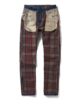 flatlay of the interior of The Slim Brushed Back Jean in Sawyer Wash Organic Selvage, Bottoms by Taylor Stitch