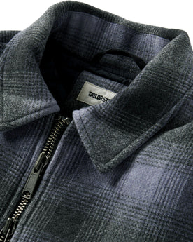 material shot of the collar on The Wyatt Jacket in Ash Plaid Wool, Outerwear by Taylor Stitch