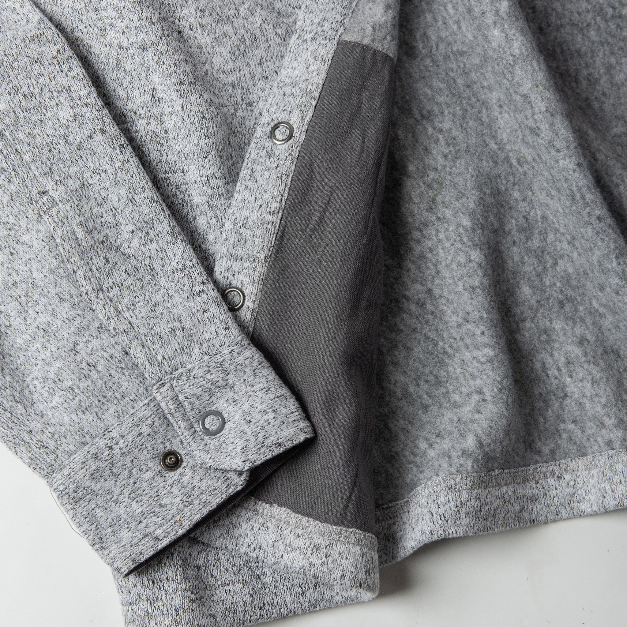 material shot of the lining on The Breaker Overshirt in Ash, Outerwear by Taylor Stitch