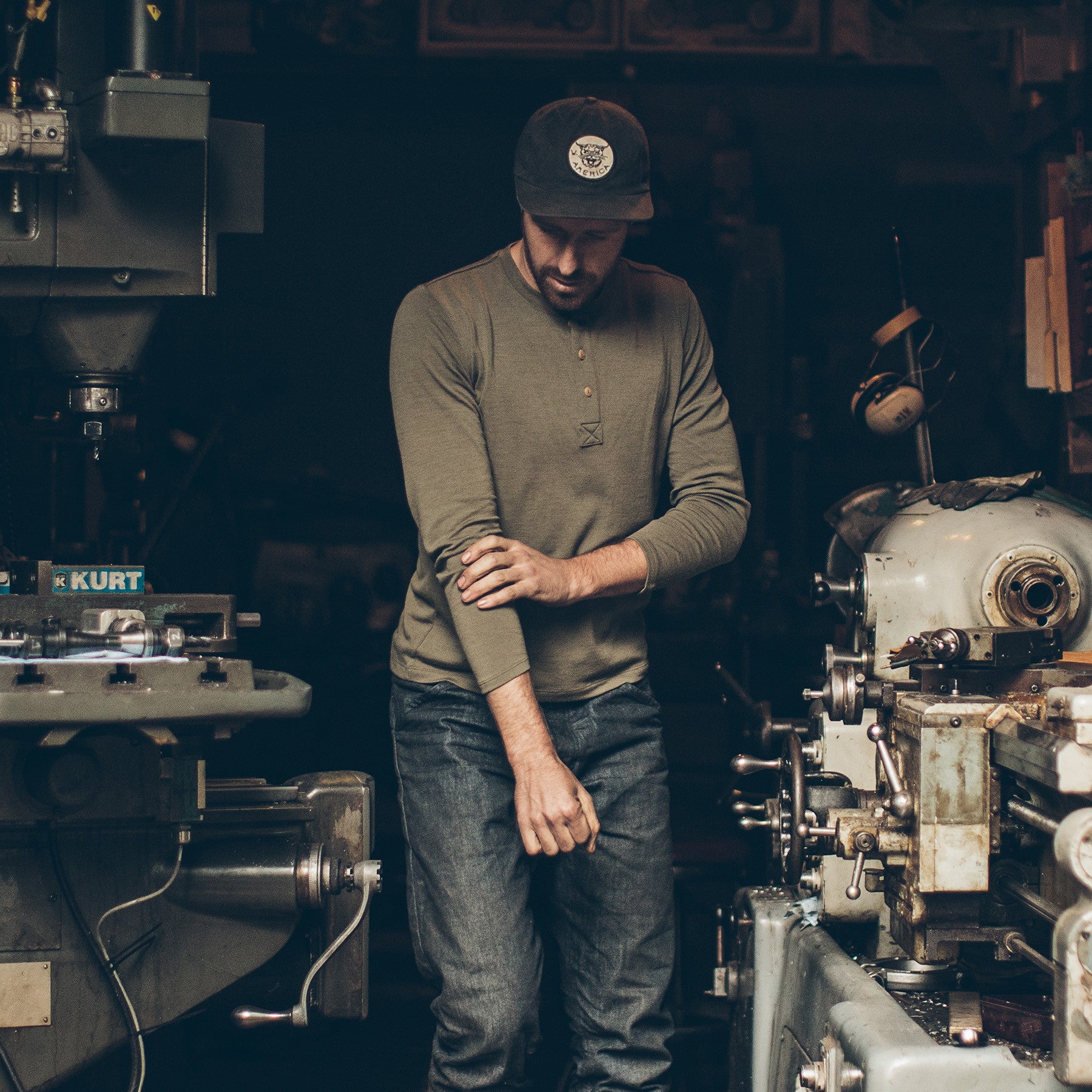 The Merino Henley in Army: Alternate Image 3, Mens by Taylor Stitch