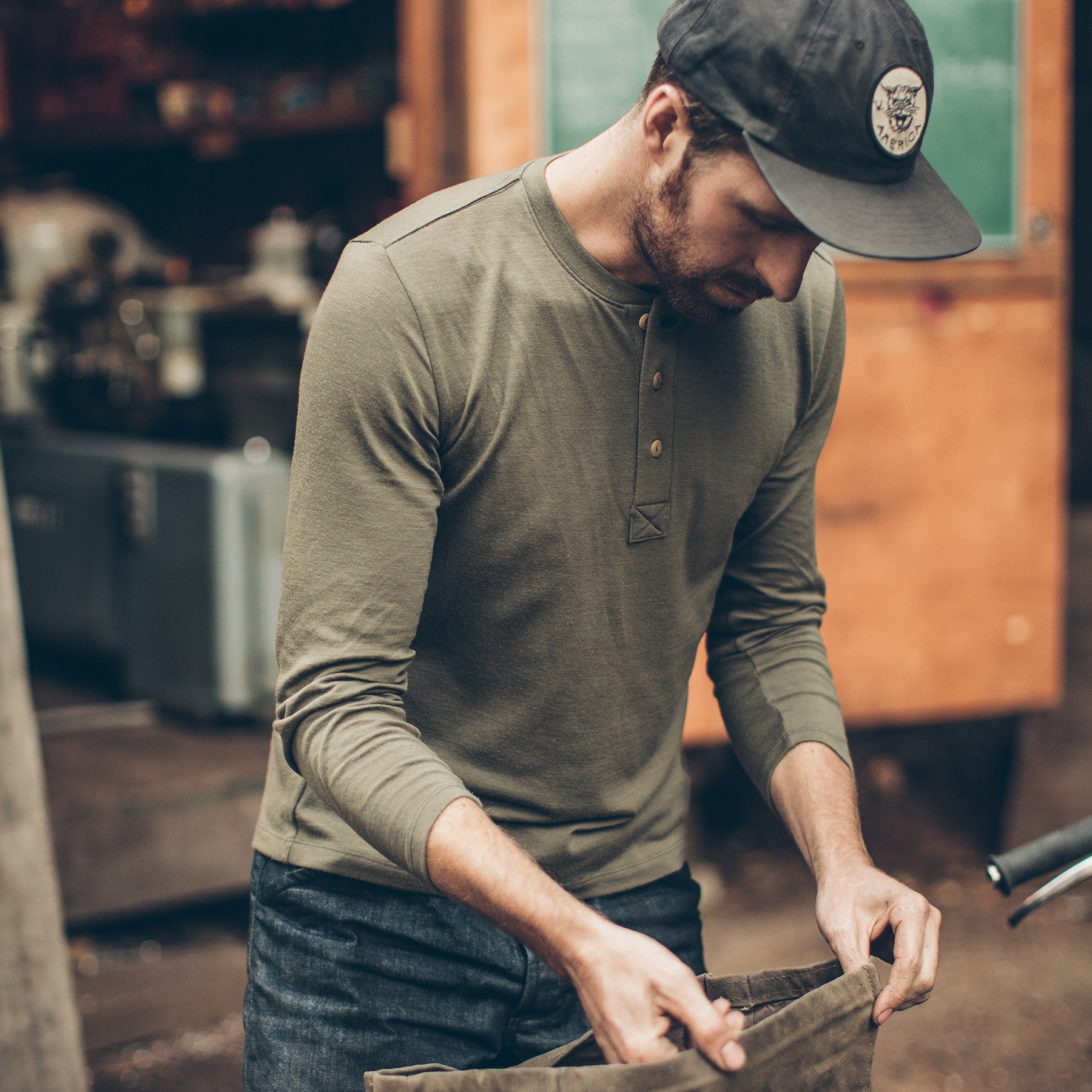 The Merino Henley in Army: Alternate Image 1, Mens by Taylor Stitch
