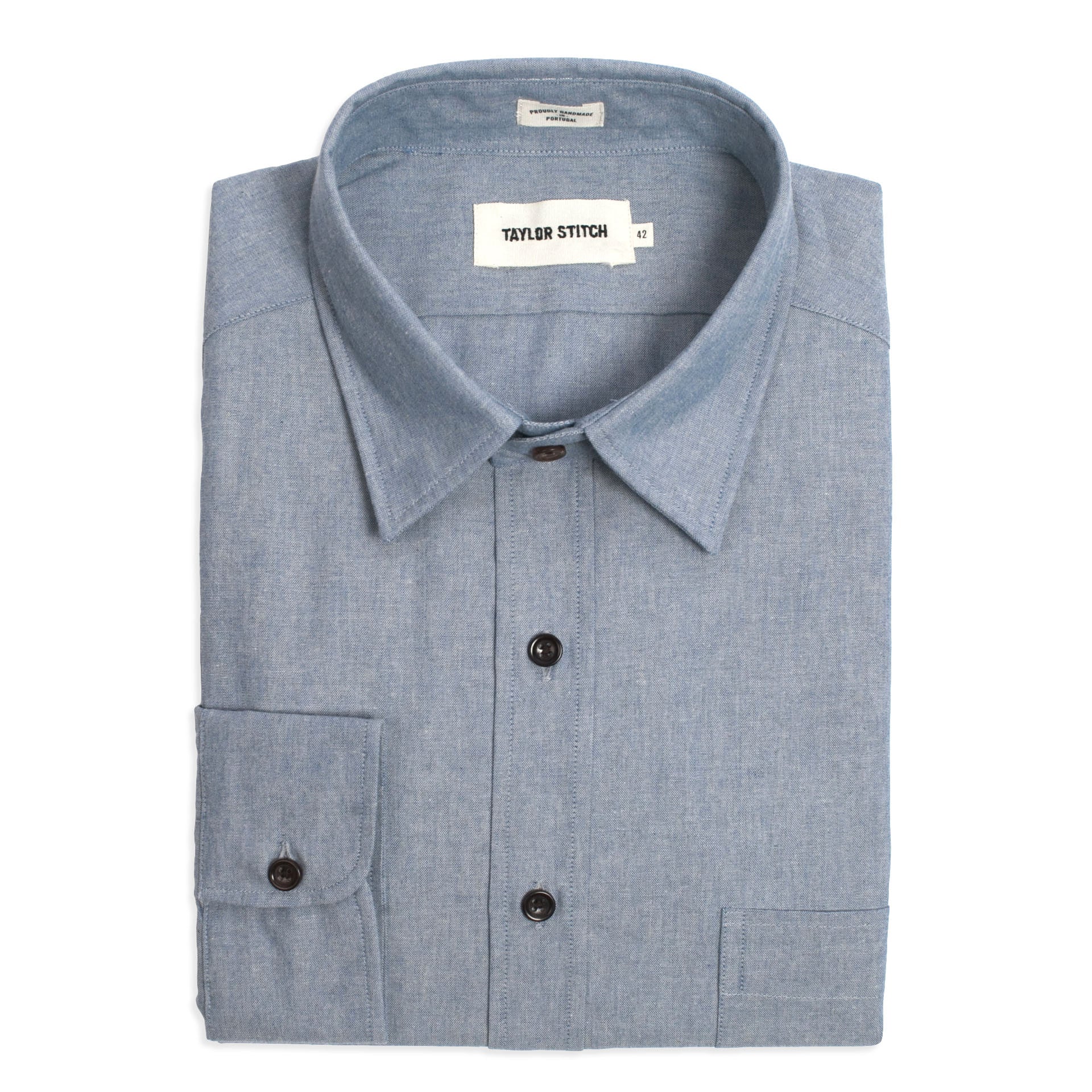 The California in Light Blue Everyday Chambray: Featured Image, Wovens by Taylor Stitch
