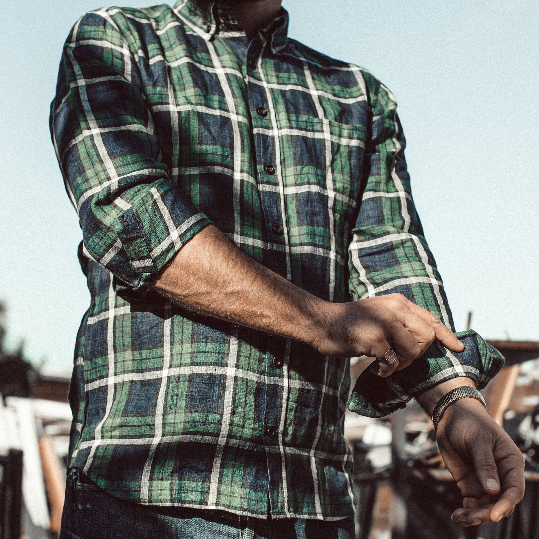 The Jack in Blackwatch Plaid Linen: Alternate Image 3, Wovens by Taylor Stitch