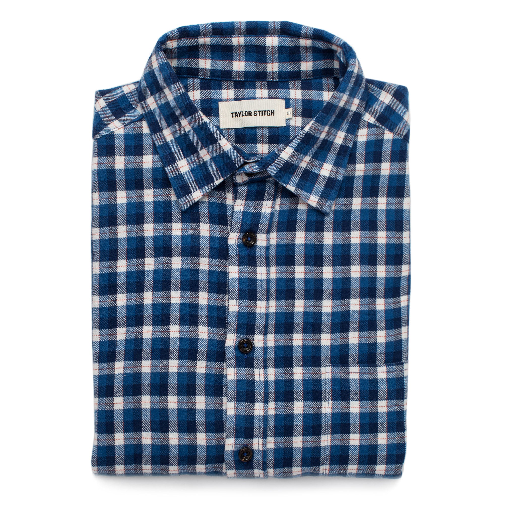 The California in Brushed Navy Plaid: Featured Image, Wovens by Taylor Stitch
